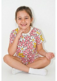 Resim Breeze Kız Çocuk Şortlu Pijama Takımı Renkli Papatya Desenli 4-8 Yaş, Karışık Renk Çok Renkli 