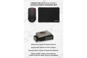 Resim Lenovo Kablosuz Mouse ve Lenovo Gaming Mousepad Ikili Set (Pil Hediyeli) - Speed Yüzey Kaymaz Taban 