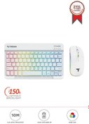 Resim Torima TMK-09 Beyaz Şarj Edilebilir RGB Işıklı Kablosuz Klavye Mouse Seti 