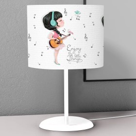 Resim instababyrooms Gitar Çalan Kız Desenli Çocuk Odası Dijital Baskılı Çocuk Odası Masaüstü Abajur Avize 