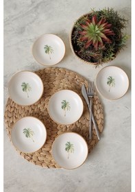 Resim Keramika Bronze Palmiye Halka Çerezlik / Sosluk 13 Cm 6 Adet 22901 Çok Renkli 