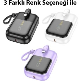 Resim Hoco Q20 Fountain 10000MAH 22.5W+PD20W Dijital Göstergeli Kablolu POWERBANK-(5775) 