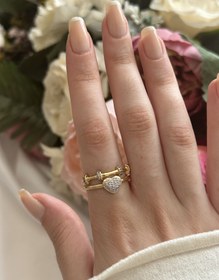 Resim Çift Sıra Kalp Detaylı Yüzük 