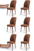 Resim Canisa Concept Etra Serisi Ahşap Gürgen Ayaklı 1.sınıf 6 Adet Sandalye / Renk Kiremit Ayaklar Ceviz 