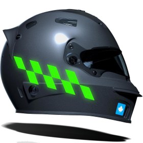 Resim Floresan Yeşil Damalı Kask Motosiklet Sticker Takımı Çınar Extreme 