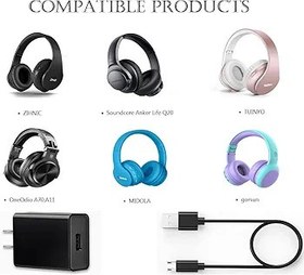 Resim LIAUBN Gürültü Önleyici Kulaklık Şarj Kablosu ZIHNIC, Soundcore Life Q20, iJoy Eski Sürüm, MUSICOZY, TUINYO, OneOdio A70, A11, MIDOLA, Gorsun Kablosuz Bluetooth Kulaklık Mikro Şarj Kablosu Adaptörü 