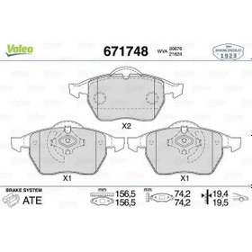 Resim Vw Golf 3 On Fren Balatasi 1.6 1993-1997 Valeo 671748 