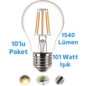 Resim 12W-101W Rustik LED Ampul Günışığı 1540 Lümen E27 Duylu Dekoratif Ampul Flamanlı 
