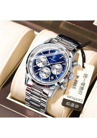 Resim Poedagar 921 Kuvars Erkek Kol Saati - Gümüş-mavi Gümüş 