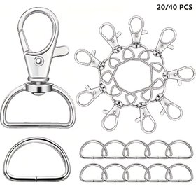 Resim 20/40 adet D şekilli anahtarlık halkası seti DIY takı aksesuarları için 