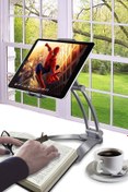Resim Buffer 360 Derece Dönebilen Mutfak Masaüstü Telefon Tablet Tutucu Ayarlanabilir Esnek Ayaklı Metal Gövdeli 