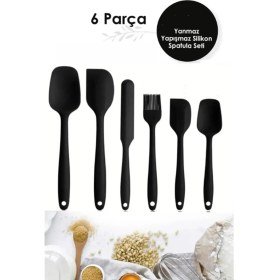 Resim Tiffany 6lı Takım Yanmaz Yapışmaz Mutfak Pasta Silikon Yumurta Fırçası Kaşık Bıçak Spatula Seti 