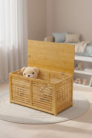 Resim DigitHome DB-0032 Bambu Oyun Odası Düzenleyici Oyuncak Dolabı 