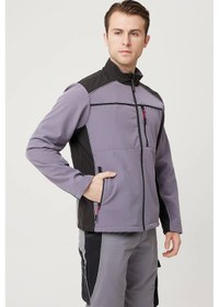 Resim Allium Softshell Mont Suya Dayanıklı Rüzgar Kesici İç Astarlı Gri-siyah 