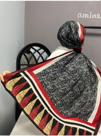 Resim Aminenesil Cardion Premium Etnik Desen Şal Siyah Kırmızı Renk 