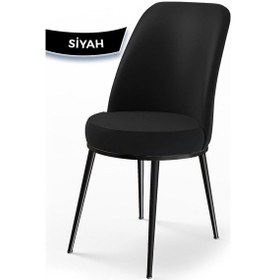 Resim Canisa Dexa Serisi, Üst Kalite Mutfak Sandalyesi, 6 Adet Siyah Sandalye, Metal Siyah Iskeletli Siyah 