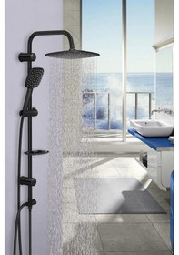 Resim Valtemo Sürgülü Robot Rain Tepe Banyo Duş Seti Takımı Siyah 