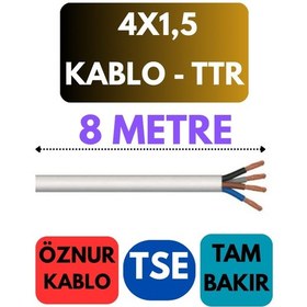 Resim Öznur 4x1,5 Ttr Kablo Metre Seçenekli Beyaz - 8 Metre 