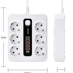Resim Şarj Istasyonu Girişli Hızlı C Pd 1 Type 5 USB Çoklu Priz Uzatma Kablosu 2 Metre Lı Priz Amper 6 3000W 10 Akım Korumalı Termal Yeni 