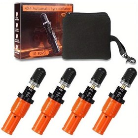 Resim Elmpaly 10-30 Psı Otomatik Lastik Hava Boşaltma Valf Seti 4'lı Turuncu - Arazi 4x4, Kamyon, Suv, Motosiklet İçin 