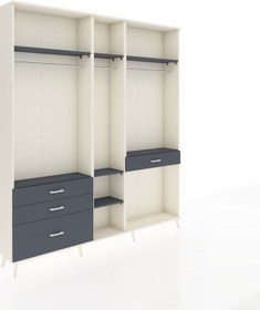 Resim Arges Dolap 7 Raflı 4 Çekmeceli 3 Askılı 220x30x243 Aytaşı-antrasit/antrasit Antrasıt/antrasıt 