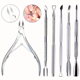 Resim Profesyonel Paslanmaz Çelik Tırnak Kesici Makas Nippers Çok Fonksiyonlu Tırnak Eti İtici Çıkarıcı Tırnak Bakım Manikür Setleri 