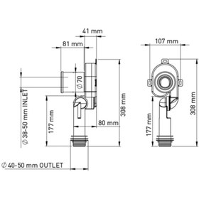 Resim İZYAPI Yatay Düşey Fonksiyonlu Pisuar Sifonu 50/40 Mm 