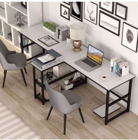 Resim Bilgisayar Masası Ekstra Uzun İki Kişilik Masa Oyun Masası 500-b Beyaz 