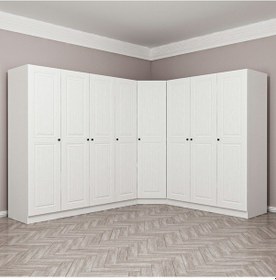 Resim Minar Kale190 8 Kapaklı 4ç Köşe Dolap Beyaz Mebran 190cm Beyaz 