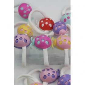 Resim Mena Rise Okavango Çocuk Renkli Uğurböceği 8'li Lastik Toka Seti, Toka Organizer, Kız Çocuk Toka 