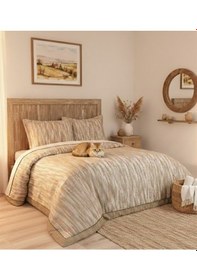 Resim Calantha Home Collection Estella 3 Parça Turuncu Geometrik Pike Takımı 240 X 260 Cm Turuncu 