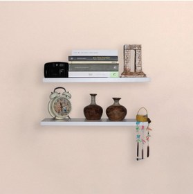 Resim WESKUPWOODEN Beyaz 2' Li Uçan Raf Duvar Rafı Uçan Gizli Raf Aparatlı Çocuk Odası Raf 