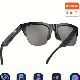 Resim Akıllı Gözlük Müzik HIFI Kulaklık Kablosuz Kulaklık Gözlük Arama Müziği ile MIC Akıllı Gözlük Kulaklık Stereo Çift Hoparlör Dokunmatik Kablosuz Gözlük Kulaklık 