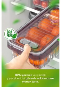 Resim Vienev 4'lü Kendinden Çizgili Kilitli Kapaklı Saklama Kabı Seti 2 L Antrasit 