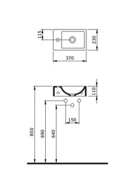 Resim Bocchi Milano Dar Sağ Lavabo 37 CM Mat Antrasit 1419-020-0126 