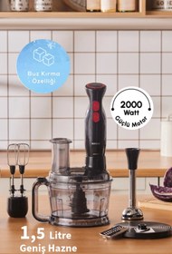 Resim woodhub Çok Amaçlı Mutfak Robotu, 6 Fonksiyon, Güçlü 2000 W Motor, Siyah Renk 