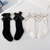 Resim 2'li Paket Orta Boy Çorap, Yumuşak ve Hafif Bej Renk, Tahrişe Etmeyen, Fransız Fiyonk Desenli, Noel, Yılbaşı, Şükran Günü, Tasarımcı Tarzı, Siyah & Beyaz Çok Yönlü, Zamansız İngiliz Modası 