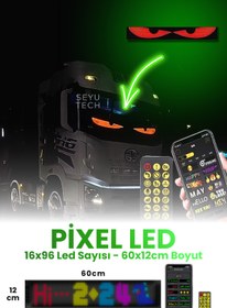 Resim SEYUWATCH Pixel Led Panel Dijital Ekran Yazı ve Animasyon Eklenebilen Telefon Kontrollü Yapışkanlı 16*96 Led 