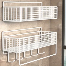 Resim Deliksiz Kolay Kurulumlu Metal Banyo Rafı - Duvar Montajlı, Paslanmaz Drenaj Tasarımlı, Su Birikmesini Önleyen Dayanıklı Banyo Organizatörü - Babalar Günü, Noel veya Öğretmenler Günü İçin Mükemmel Hediye, Balkon ve Tuvaletler için Raflar 