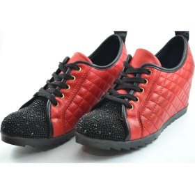 Resim Beety 706 Kırmızı Hakiki Deri Gizli Platform Kadın Ayakkabı 