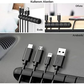 Resim Karokstore Çok Amaçlı Kablo Tutucu Akrilik Güçlü Yapışkanlı Organizer Düzenleyici 16 Parça Set Kolay Kullanımlı 