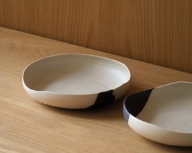 Resim Sand Black Shallow Bowl M 
