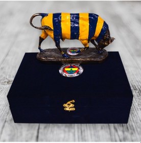 Resim Fenerbahçe Lisanslı Kadife Kutulu Boğa Biblo Heykeli. 