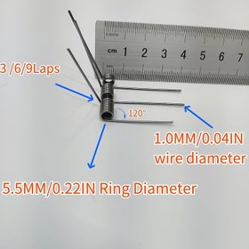 Resim 10 adet Yay Çeliği V-Şekilli Spiral Torsiyon Yayları, 65Mn Çelik Tel Çapı 1.0mm, 5.5mm Halka Çapı, 60/90/120/180 Derece Açılı, Ev Tamiri & DIY Projeleri için 