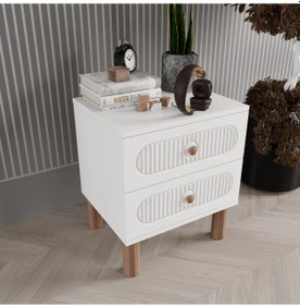 Resim Mila 2 Çekmeceli Komodin - Mdf Kapak Beyaz 