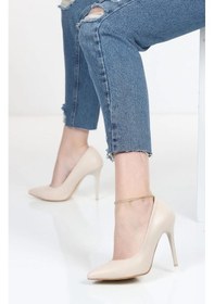 Resim Asya Kadın İnce Topuklu Stiletto Ayakkabı Bej 