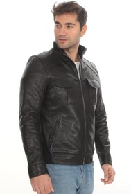 Resim Erkek Jumbo Hakiki Koyun Deri Mont/Ceket EDC110 (Standart Kalıp) - 4XL 