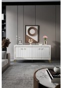 Resim KLAS KONSOL MDF MEBRAN KAPAK BEYAZ GOLD 