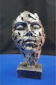 Resim Özel Tasarım Dekoratif Yüz Heykel Biblo Ev Dekor & Hediyelik Aksesuar 25 Cm Gümüş 