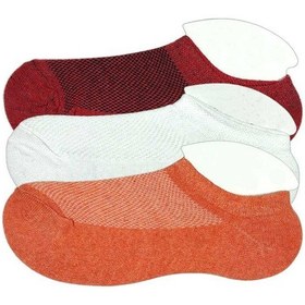 Resim 3 Adet Çocuk Sneaker Patik Çorap Bordo Beyaz Turuncu 